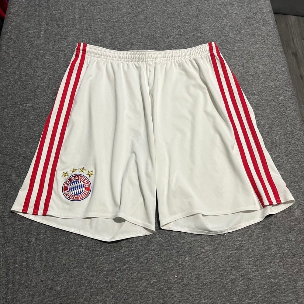 Adidas FC Bayern Munich Soccer Shorts Mens Large White Red Climacool Bundesliga